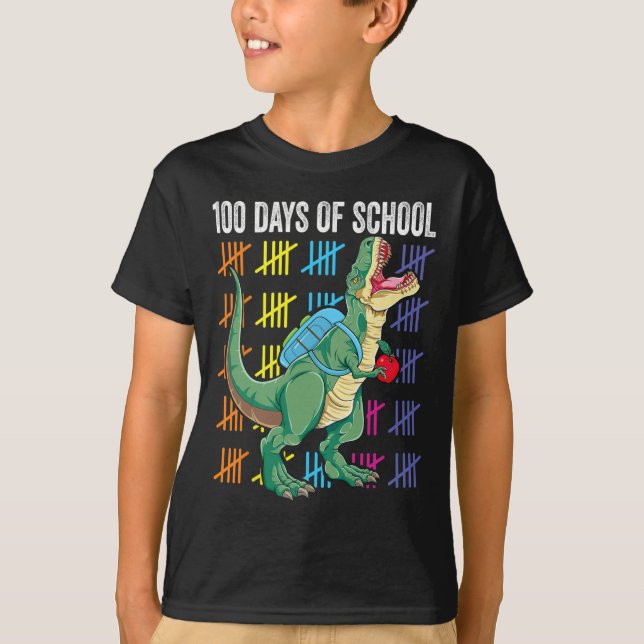 Camiseta Dia da Escola para Crianças Crianças T-rex (Frente)