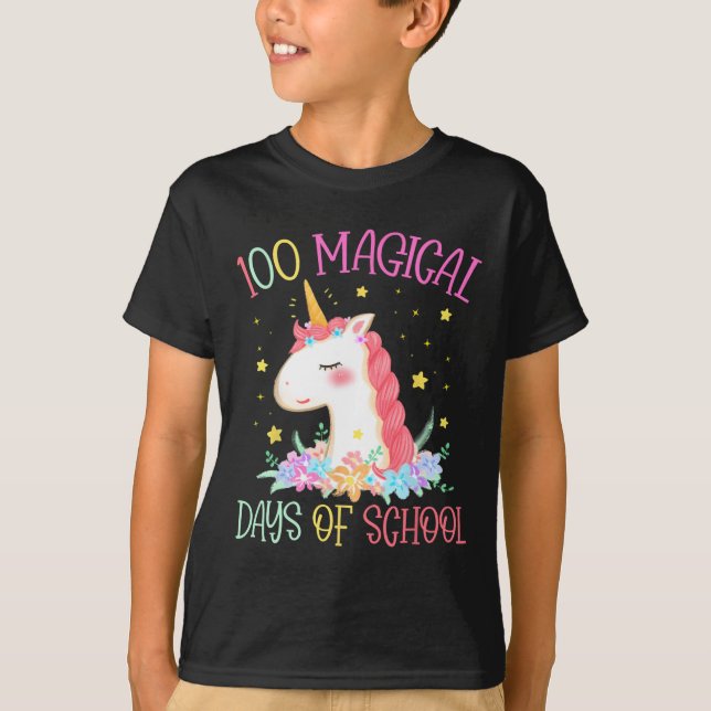 Camiseta Dia Da Escola Unicórnio 100 Dias Mágicos Ensinam M (Frente)