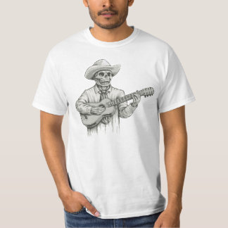 Camiseta Dia da guitarra de jogo de esqueleto inoperante