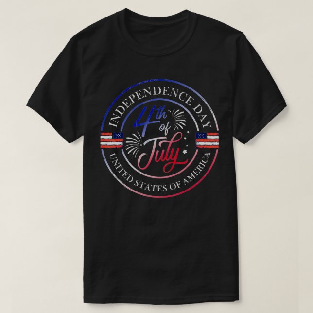 Camiseta Dia da Independência 4 de julho para um Vetera Ame (Frente do Design)