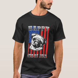 Camiseta Dia da Independência Americana 4 De Julho Pug Cão