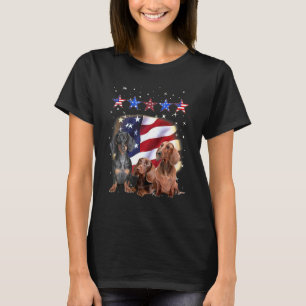 Camiseta Dia da Independência Americana Feliz em Dachshund