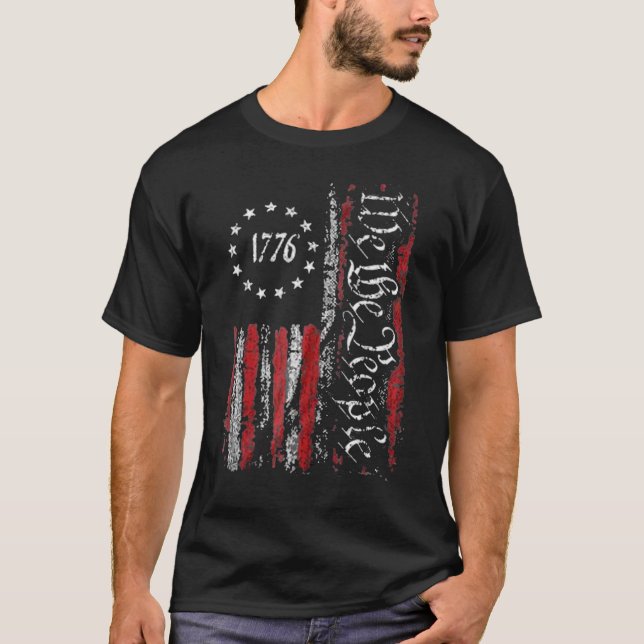 Camiseta Dia da Independência Bandeira Americana Patriótica (Frente)