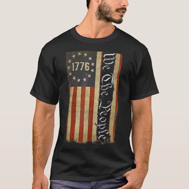 Camiseta Dia da Independência Bandeira Americana Patriótica (Frente)