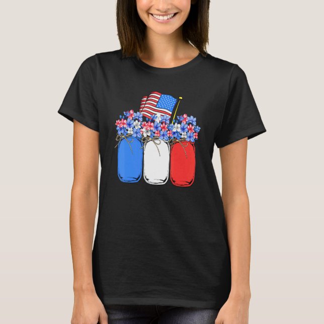 Camiseta Dia da Independência da América Flor Flor Mason Ja (Frente)