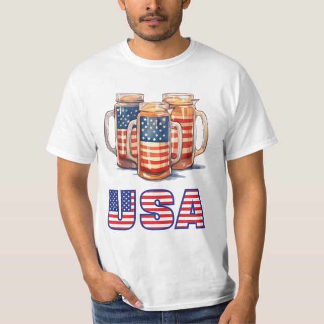 Camiseta Dia da Independência da Beer Americana 4 de julho (Frente)
