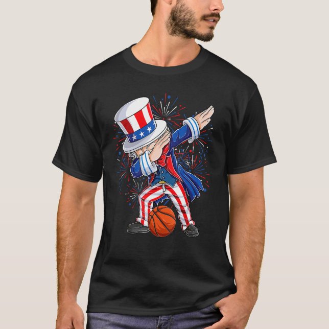 Camiseta Dia da Independência da Bola de Basquete do tio Sa (Frente)