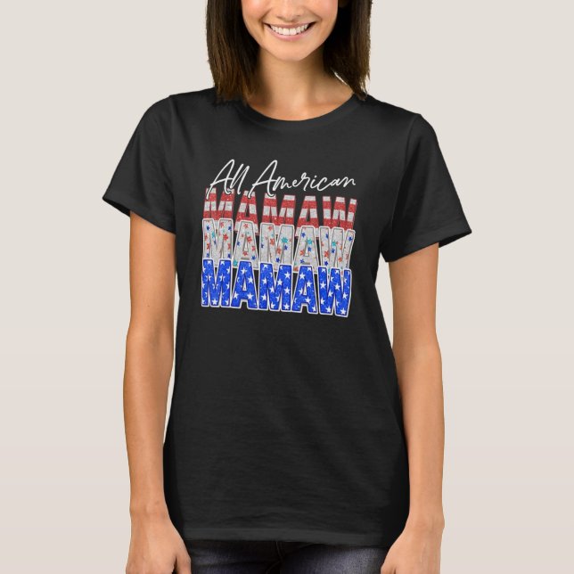 Camiseta Dia da Independência de Mamaw All American Grandma (Frente)
