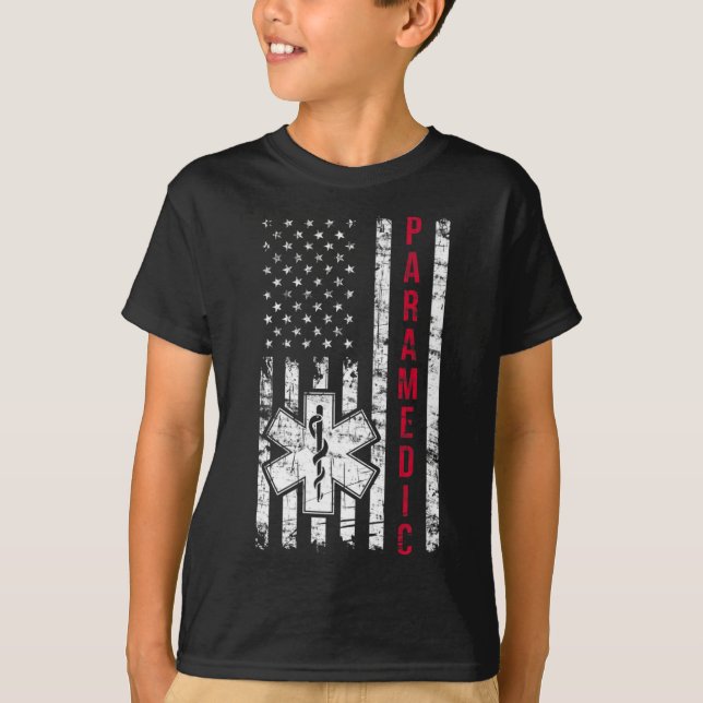 Camiseta Dia da Independência do Bandeira Americano paraméd (Frente)