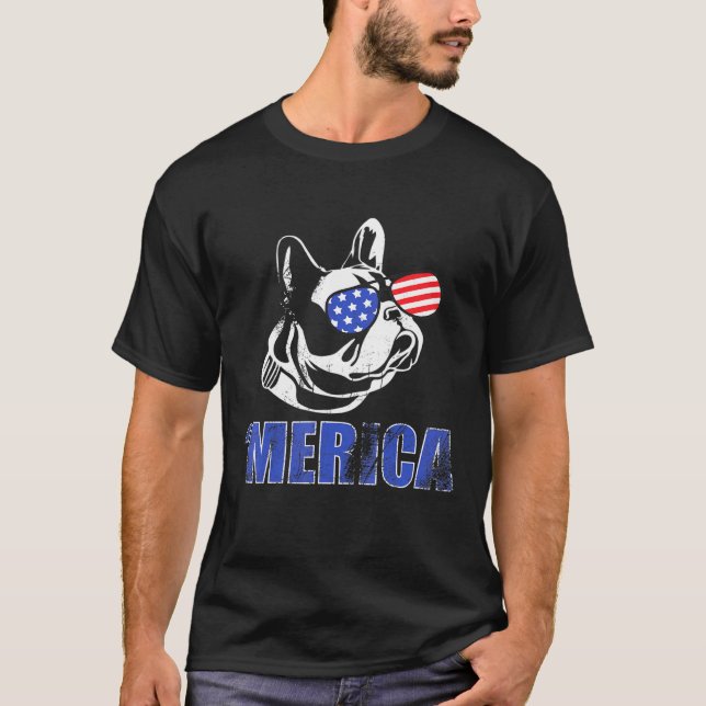 Camiseta Dia da Independência do Bulldog Francês dos Estado (Frente)
