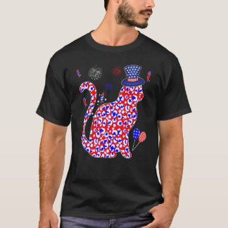 Camiseta Dia da Independência do Gato, Bandeira dos EUA Le