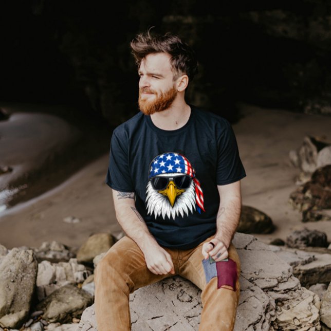 Camiseta Dia da Independência do Vermelho Baleado e Branco  (Criador carregado)