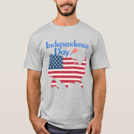 Camiseta Dia da Independência EUA Bandeira Mapa Masculino P