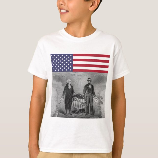 Camiseta Dia da Independência George Washington Abraham Lin (Frente)