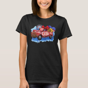 Camiseta Dia da Independência I Bandeira dos EUA e Carro An