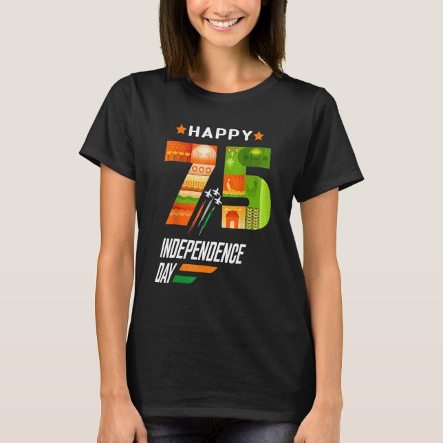 Camiseta Dia da Independência Índia 75 Dia da Independência (Frente)