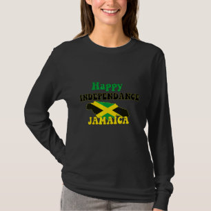 Camiseta Dia da Independência Jamaicano Mapa e Bandeira da