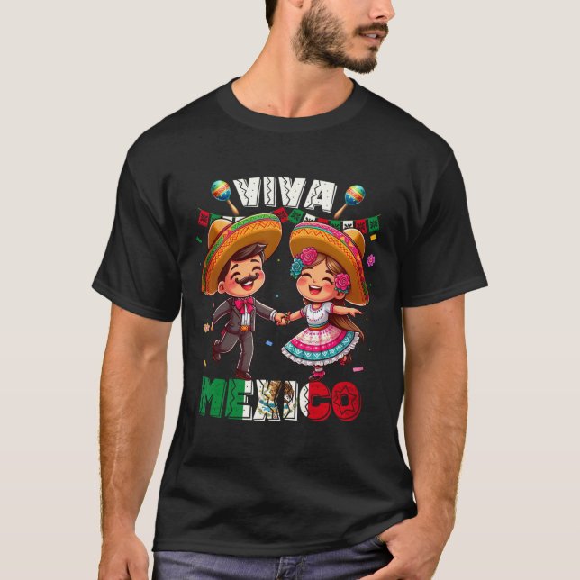Camiseta Dia Da Independência Mexicana Viva Meninas Do Méxi (Frente)