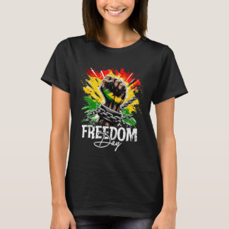 Camiseta Dia da Liberdade Juneteenth Punho do Poder Negro Q