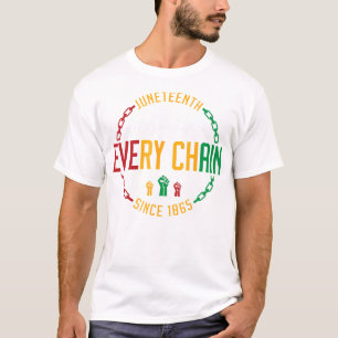Camiseta Dia da Liberdade Negra Décima Junta Quebrando Cada