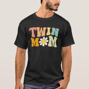 Camiseta Dia da Mãe de Groovy Twin para a Nova Mãe do Gêmeo