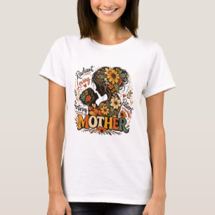 Camiseta Dia da Mãe Radiante Amorosa e Cuidadosa