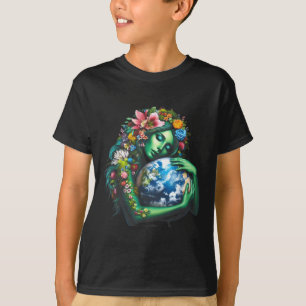 Camiseta Dia da Mãe Verde Gaia Salva Nossa Mulher Planeta