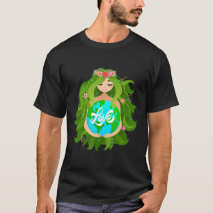 Camiseta Dia da Mãe Verde Gaia Salva Nossa Mulher Planeta