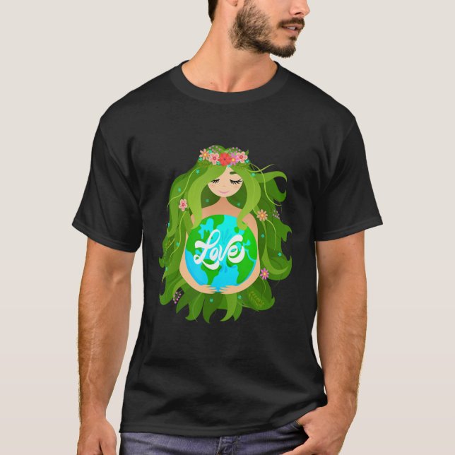 Camiseta Dia da Mãe Verde Gaia Salva Nossa Mulher Planeta (Frente)