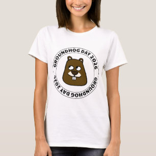 Camiseta Dia da Marmota 2026 com rosto de Marmota