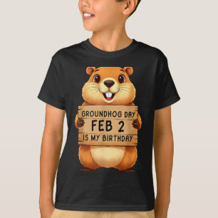 Camiseta Dia da Marmota 2 de Fevereiro É Meu Aniversário 2