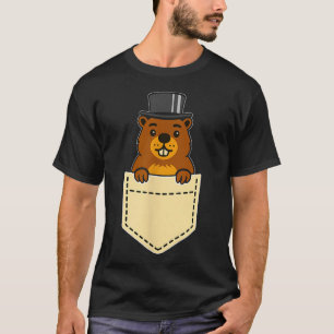 Camiseta Dia da Marmota do Punxy Phils Design de Bolso 2 de