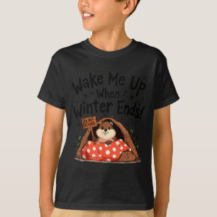 Camiseta Dia da Marmota Engraçado Marmota Acorde-me Quando