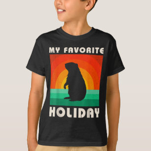 Camiseta Dia da Marmota Meu Feriado Favorito Divertido Retr