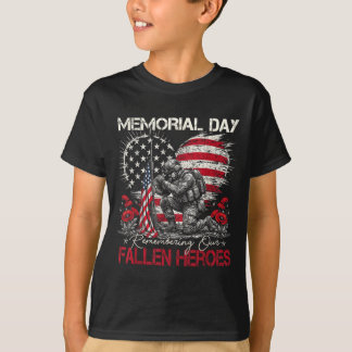 Camiseta Dia da Memória Lembrando Bandeira de Heróis Caídos