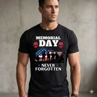 Camiseta Dia da Memória Nunca Esquecido, Bandeira dos EUA M