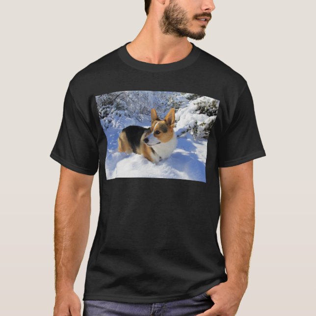 Camiseta Dia da neve do Corgi de Galês (Frente)
