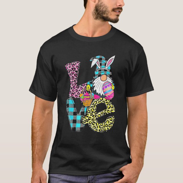 Camiseta Dia da páscoa Ama Gnomos Ovos Caçando Orelhas Coel (Frente)