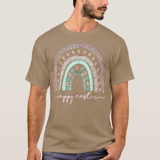 Camiseta Dia da páscoa Arco-íris com ovos e coelho da Pásco