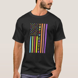 Camiseta Dia da Páscoa de Hoppy Ovos Americanos Bandeiras E