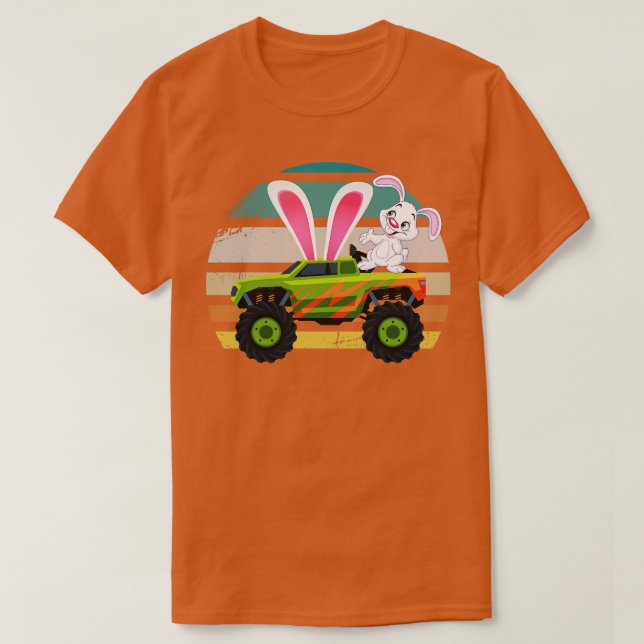 Camiseta Dia da páscoa do Monster Truck Lover Boy Bunny Eas (Frente do Design)