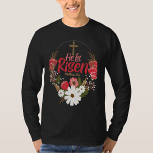 Camiseta Dia da páscoa Ele Está Riscado Jesus Cristão Feliz