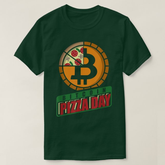 Camiseta Dia da Pizza Bitmoney, 22 De Maio Crypto (Frente do Design)