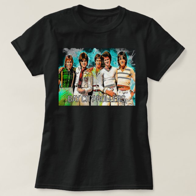 Camiseta Dia dá presentes Banda Bay City Rollers Music Rock (Frente do Design)