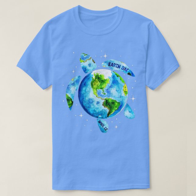 Camiseta Dia da Terra 2022 Restaurar a Arte da Tartaruga do (Frente do Design)