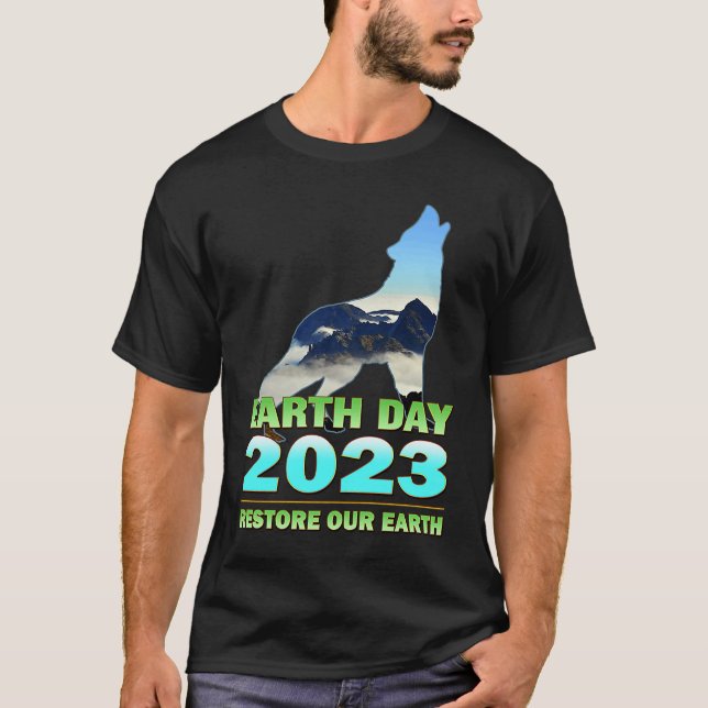 Camiseta Dia da Terra 2023 Restaure nossa Terra (Frente)