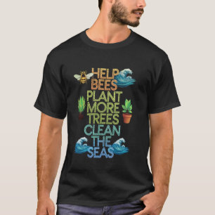 Camiseta Dia da Terra 2025 Salve Abelhas Plante Árvores Mar