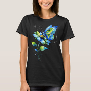 Camiseta Dia da Terra 2026 floral borboleta feminino