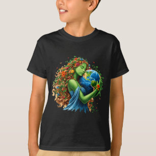 Camiseta Dia da Terra 2026 mãe natureza verde planeta mulhe