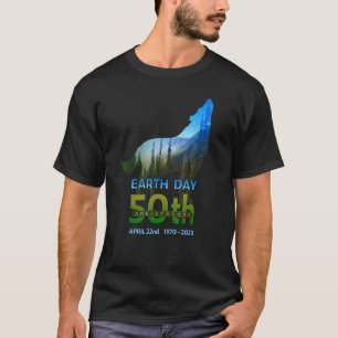 Camiseta Dia da Terra 50º Aniversário Wolf Silhouette